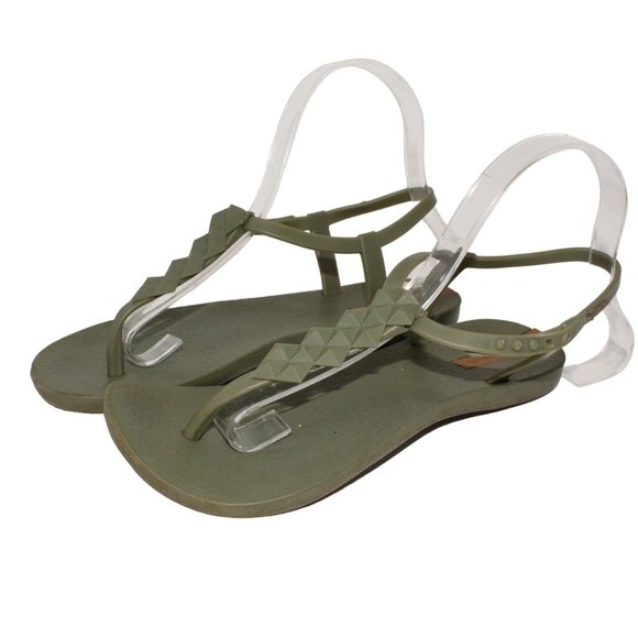 Ipanema Class Fem US 6 EUR 37 Green Gray Rubber Sandal Flip Flop Buckle Closure - Picture 4 of 7